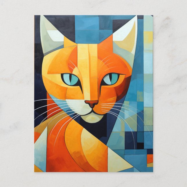 Abstract Whiskers: Orange Cat Postcard (Front)
