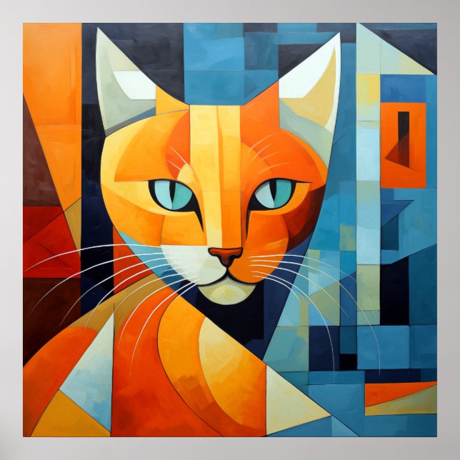 Abstract Whiskers: Orange Cat Poster (Front)
