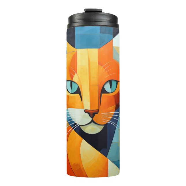 Abstract Whiskers: Orange Cat Thermal Tumbler (Front)