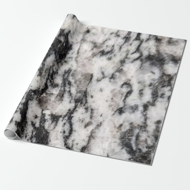 Abstract white  and black blots pa passport holder wrapping paper (Unrolled)