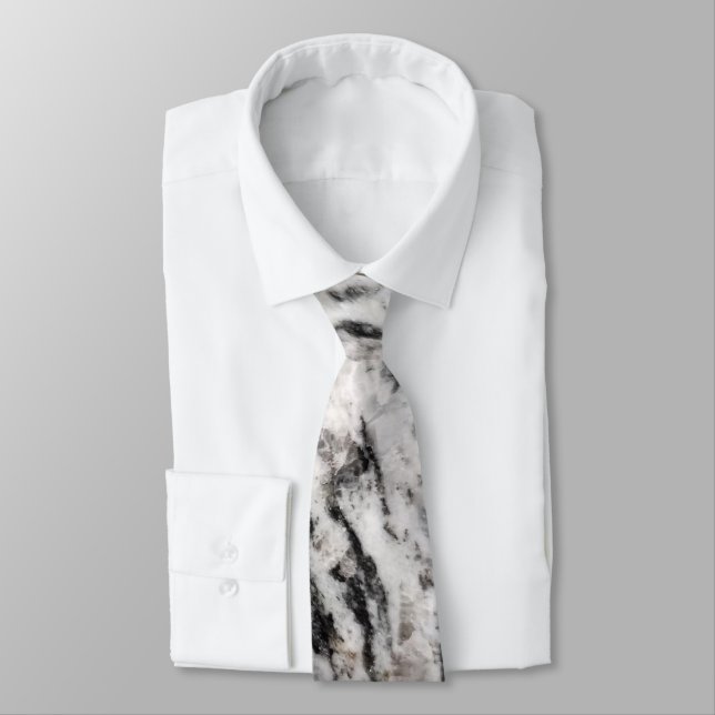 Abstract white  and black blots pattern neck tie (Tied)