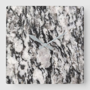 Abstract white and black blots square wall clock