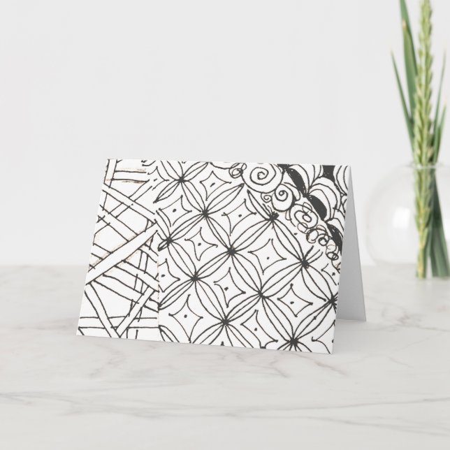 Abstract white and black designs note. thank you card (Front)