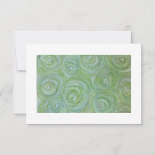 Abstract white and green roses hand-drawn notecard