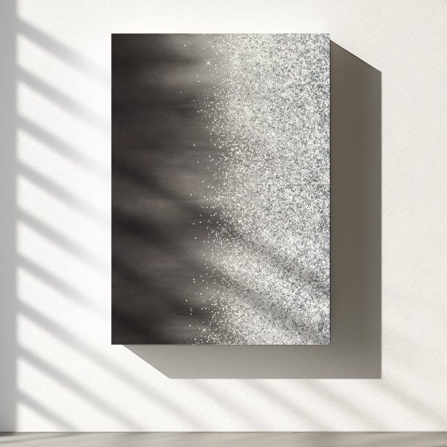 Abstract White And Grey Modern Glitter Painting Canvas Print (Creator Uploaded)
