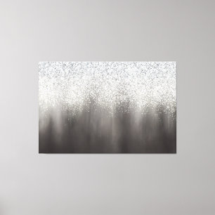 Abstract White And Grey Ombre Glitter Painting Canvas Print