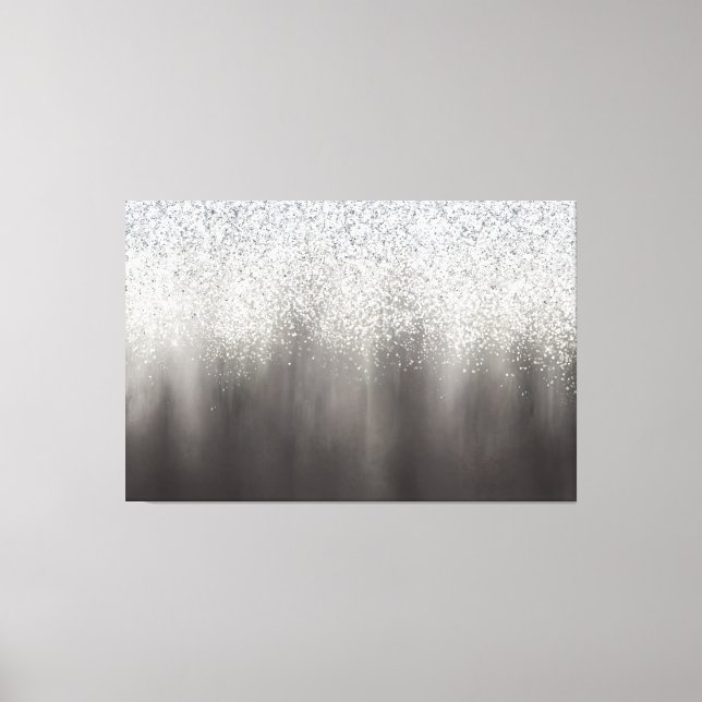 Abstract White And Grey Ombre Glitter Painting Canvas Print (Front)