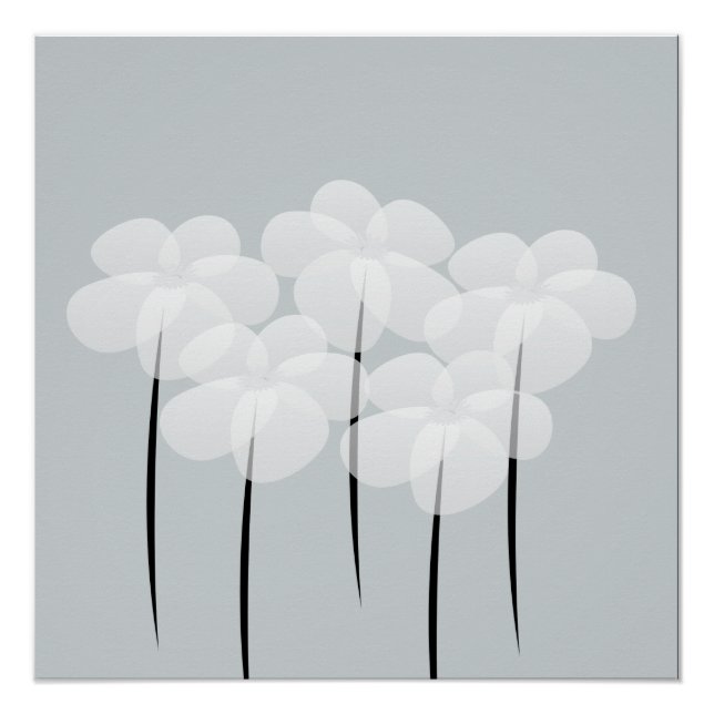 Abstract White Anemones Poster (Front)