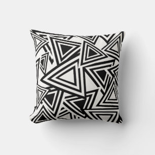Abstract White Black Triangle Pattern Cushion