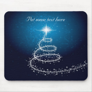 Abstract White Christmas Tree on Glowing Blue Mouse Mat