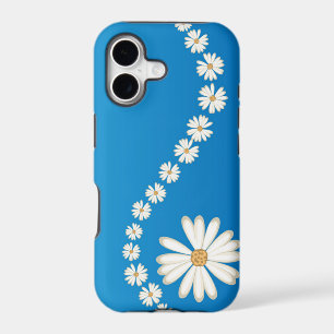 Abstract White Daisies on Blue iPhone 5 Case