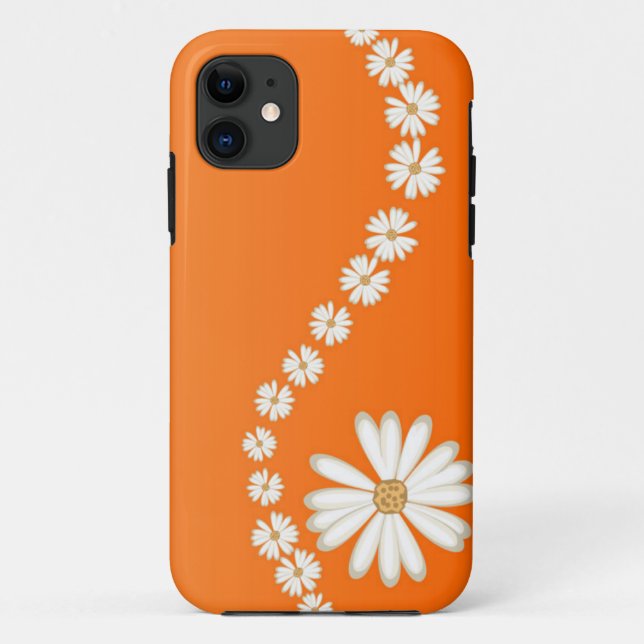 Abstract White Daisies on Orange iPhone 5 Case (Back)