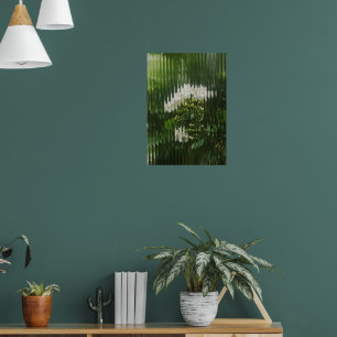  Abstract White Flowers through Reeded Glass  Poster