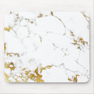 Abstract White Gray Carrara Gold Marble Urban Mouse Mat