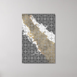 Abstract White, Grey, and Gold Beige Vintage Canvas Print