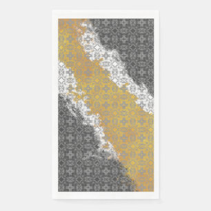 Abstract White, Grey, Bronze, Gold Vintage Pattern Napkin