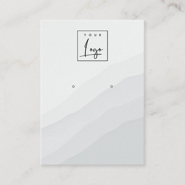 Abstract White Grey Stud Wave Earring Logo Display Business Card (Front)