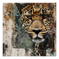 Abstract white Jungle Cat Landscape