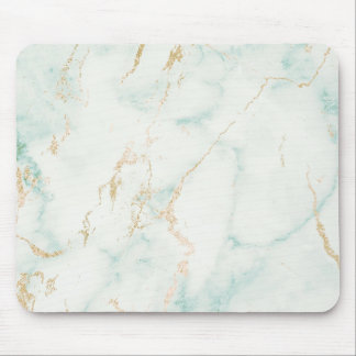 Abstract White Mint Green Gold Marble Mouse Mat