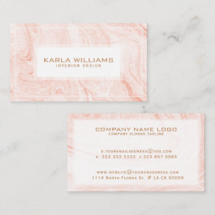 Abstract White Rose-Gold Marble Swirls Business Card