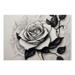 Abstract white rose poster