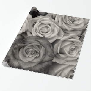 Abstract White Roses Garden Elegant Floral Wrappin Wrapping Paper