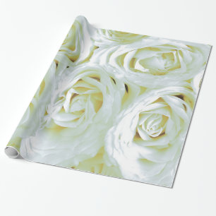 Abstract White Roses Garden Elegant Floral Wrappin Wrapping Paper