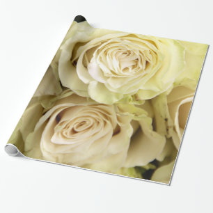 Abstract White Roses Garden Elegant Floral Wrappin Wrapping Paper
