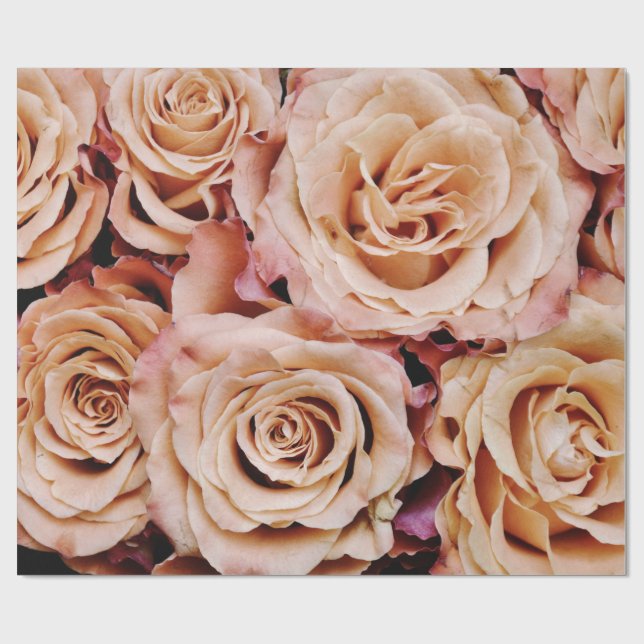 Abstract White Roses Garden Elegant Floral Wrappin Wrapping Paper (Flat)