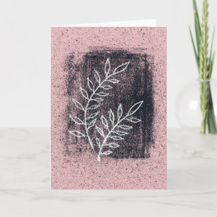 Abstract White Twig on Pink and Black Painting Card