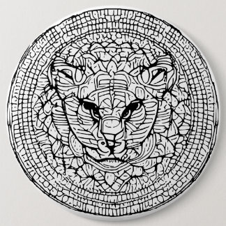 Abstract Wild Cat Head 6 Cm Round Badge