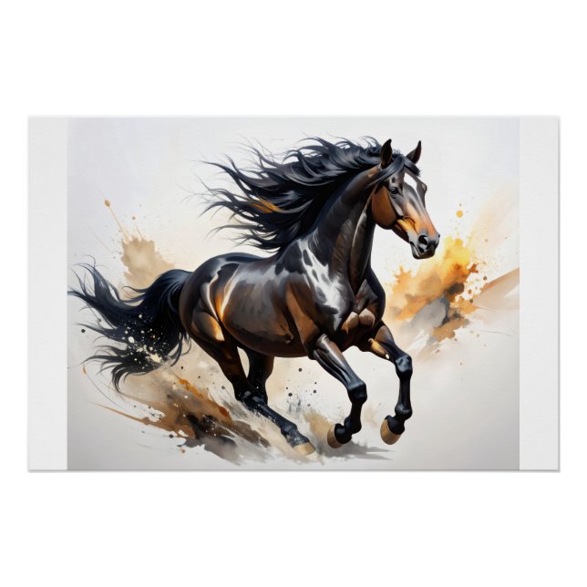 Abstract Wild Horse in Motion Poster (Front)