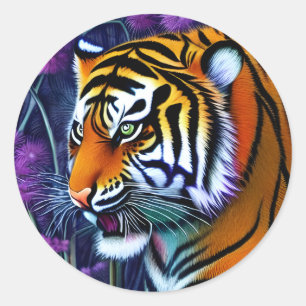 Abstract Wild  Majestic Predator Tiger Classic Round Sticker