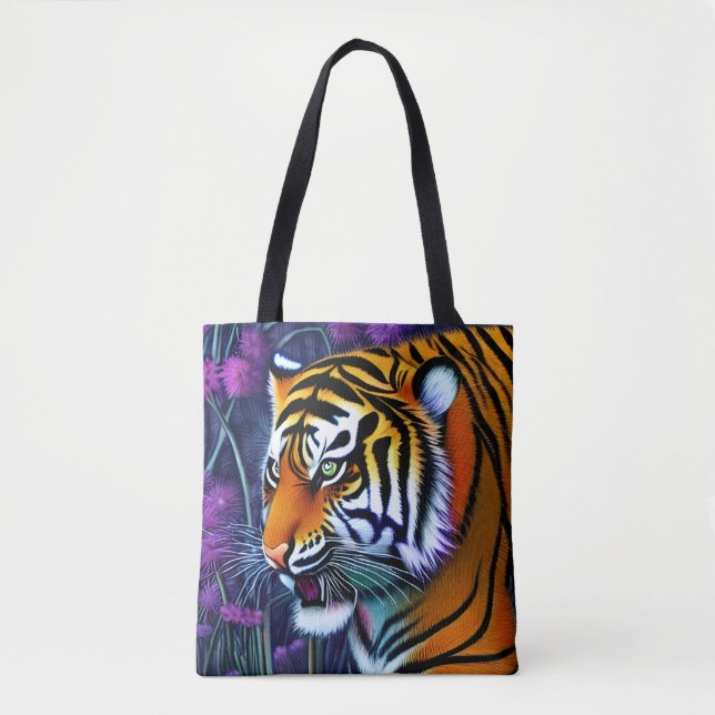 Abstract Wild  Majestic Predator Tiger Tote Bag (Front)