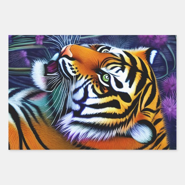 Abstract Wild  Majestic Predator Tiger Wrapping Paper Sheet (Front)