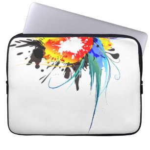 Abstract Wild Parrot Paint Splatters Laptop Sleeve