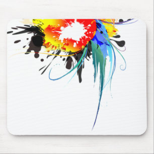 Abstract Wild Parrot Paint Splatters Mouse Mat