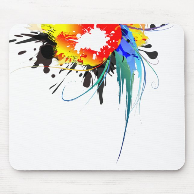 Abstract Wild Parrot Paint Splatters Mouse Mat (Front)