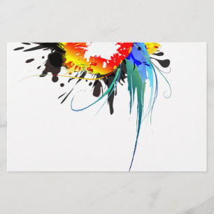 Abstract Wild Parrot Paint Splatters Stationery