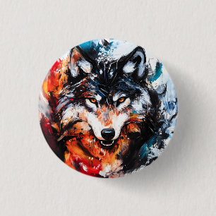 Abstract Wild Spirit Wolf 3 Cm Round Badge