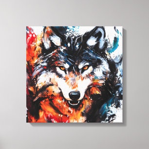 Abstract Wild Spirit Wolf Canvas Print