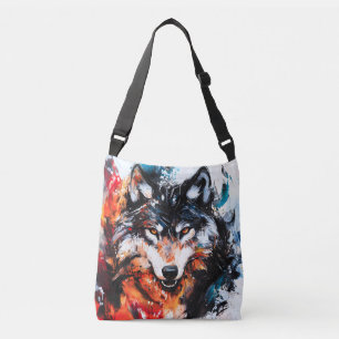 Abstract Wild Spirit Wolf Crossbody Bag