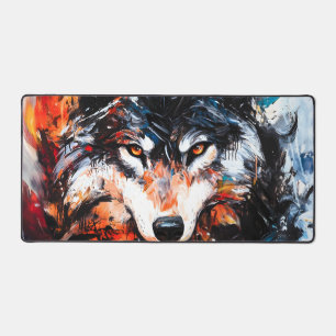 Abstract Wild Spirit Wolf Desk Mat