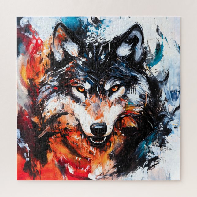 Abstract Wild Spirit Wolf Jigsaw Puzzle (Vertical)
