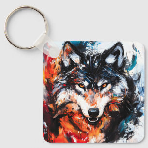 Abstract Wild Spirit Wolf Key Ring