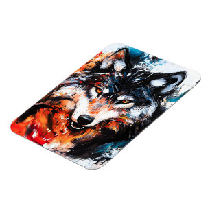 Abstract Wild Spirit Wolf Magnet