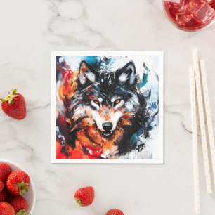Abstract Wild Spirit Wolf Napkin