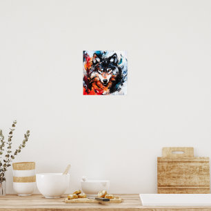 Abstract Wild Spirit Wolf Poster