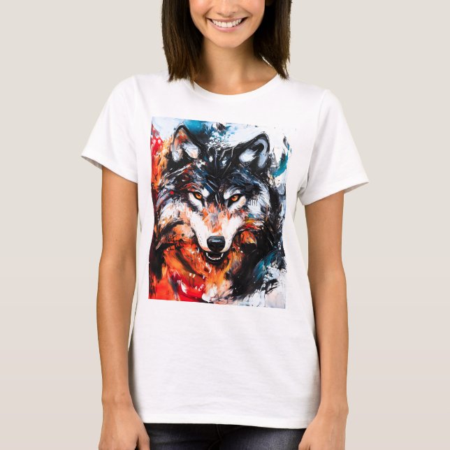 Abstract Wild Spirit Wolf T-Shirt (Front)