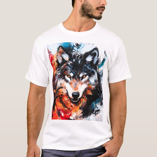 Abstract Wild Spirit Wolf T-Shirt (Front)